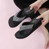Saohuo Rhinestones Wedges Flip Flops for Women Bohemia Casual Beach Platform Shoes Summer Fashion Slippers, Black, 7.5 view 4