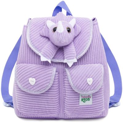 Purple Dinosaur Triceratops Mini Backpack for Kids, Mini Backpack for Toddler Girls, Gift for 2 3 4 5 Year Old Girl Boy