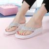 Saohuo Rhinestones Wedges Flip Flops for Women Bohemia Casual Beach Platform Shoes Summer Fashion Slippers, White, 5.5 view 3