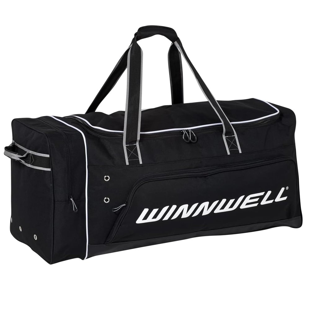 Winnwell Premium Carry Hockey Bag - Equipment Bag with Mulitple Pouches - Great for Carrying Sport Gear (Black, Junior)