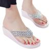 Saohuo Rhinestones Wedges Flip Flops for Women Bohemia Casual Beach Platform Shoes Summer Fashion Slippers, White, 7 view 2