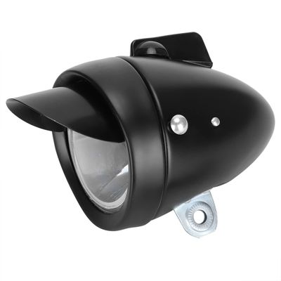 Garosa Vintage Headlight Retro Bike LED Light Night Riding with Metal Brim Retro Safety Front Head Lamp Cycling Accessories for Outdoor(Black)