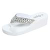 Saohuo Rhinestones Wedges Flip Flops for Women Bohemia Casual Beach Platform Shoes Summer Fashion Slippers, White, 6 view 1