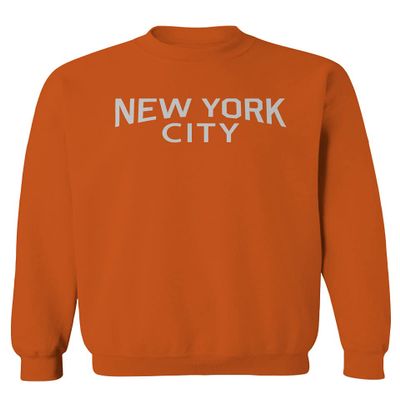 0102. Cool Vintage Retro Graphic New York City NYC Lenon NY Men's Crewneck Sweatshirt (Orange X-Large)