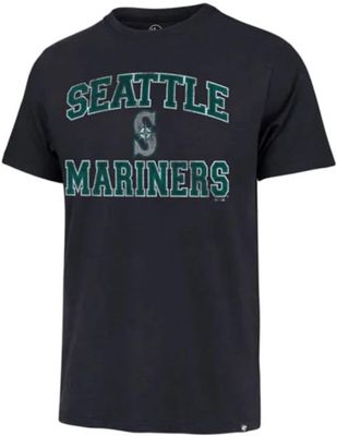 47 MLB Men's Union Arch Franklin Team Color Primary Logo Word Mark Short Sleeve T-Shirt - Seattle Mariners Navy Medium
