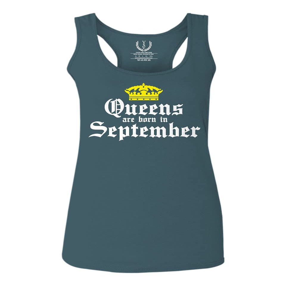 0107. It's is My Birthday Gift Queens are Born in September 20th 30th 40th 50th Women's Tank Top Racerback (Indigo Blue Medium)