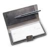 PEGAI Handmade Minimalist Design Checkbook Cover | 100% Distressed Full Grain Horse Leather Checkbook Wallet | Business Checkbook Binder | Clark (Rock) view 2