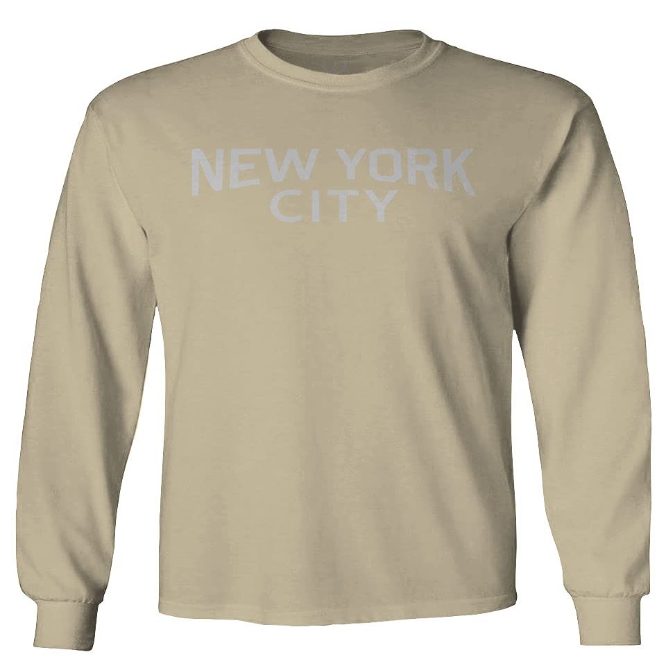 0102. Cool Vintage Retro Graphic New York City NYC Lenon NY Men's Long Sleeve t Shirt (Beige 2X Large)