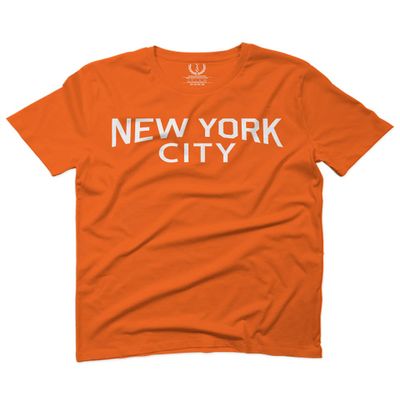 0102. Cool Vintage Retro Graphic New York City NYC Lenon NY for Men T Shirt (Orange 2X-Large)