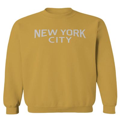 0102. Cool Vintage Retro Graphic New York City NYC Lenon NY Men's Crewneck Sweatshirt (Gold Medium)