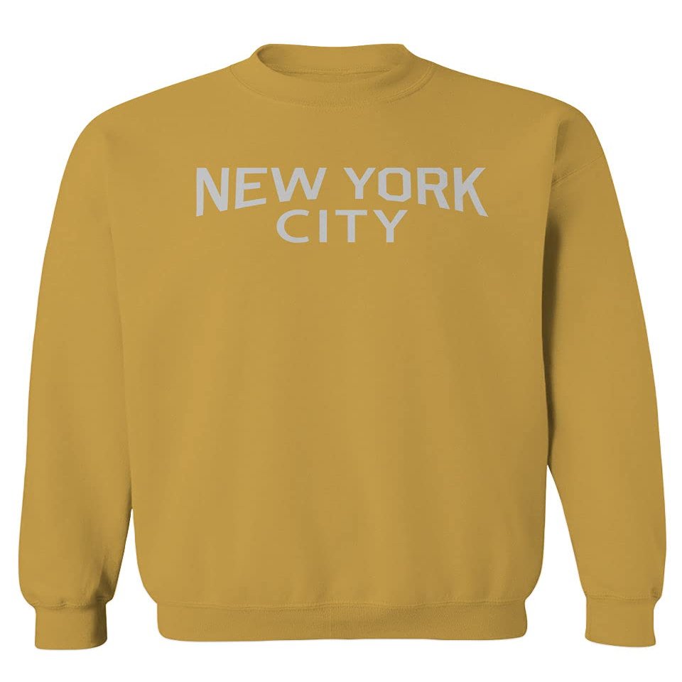 0102. Cool Vintage Retro Graphic New York City NYC Lenon NY Men's Crewneck Sweatshirt (Gold Medium)