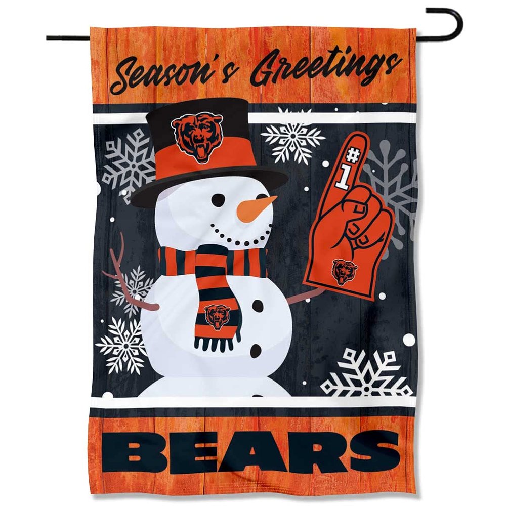 Chicago Bears Holiday Winter Snow Garden Flag Double Sided Banner