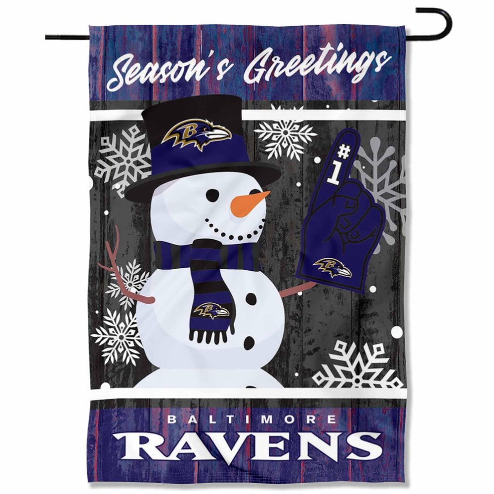Baltimore Ravens Holiday Winter Snow Garden Flag Double Sided Banner
