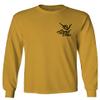 0115. Skeleton Shaka Good Vibes Graphic Vintage Surf Bones Hand Men's Long Sleeve t Shirt (Gold X-Large) view 1