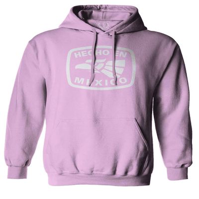0114. Hecho en Mexico Logo 5 de Mayo Viva Mexican Republic Mexicano Sweatshirt Pullover Hoodie (Light Purple, Large)