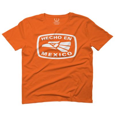 0114. Hecho en Mexico Logo 5 de Mayo Viva Mexican Republic Mexicano for Men T Shirt (Orange 2X-Large)
