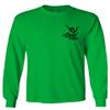 0115. Skeleton Shaka Good Vibes Graphic Vintage Surf Bones Hand Men's Long Sleeve t Shirt (Irish Green 2X Large) view 1