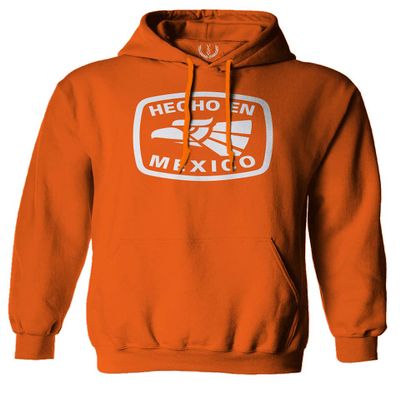 0114. Hecho en Mexico Logo 5 de Mayo Viva Mexican Republic Mexicano Sweatshirt Pullover Hoodie (Orange, Medium)