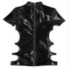 Alvivi Women's Wet Look Patent Leather Slim Bodycon Bodysuit Sleeveless Fitted Mini Dress Clubwear Black Short Sleeve XX-Large view 3