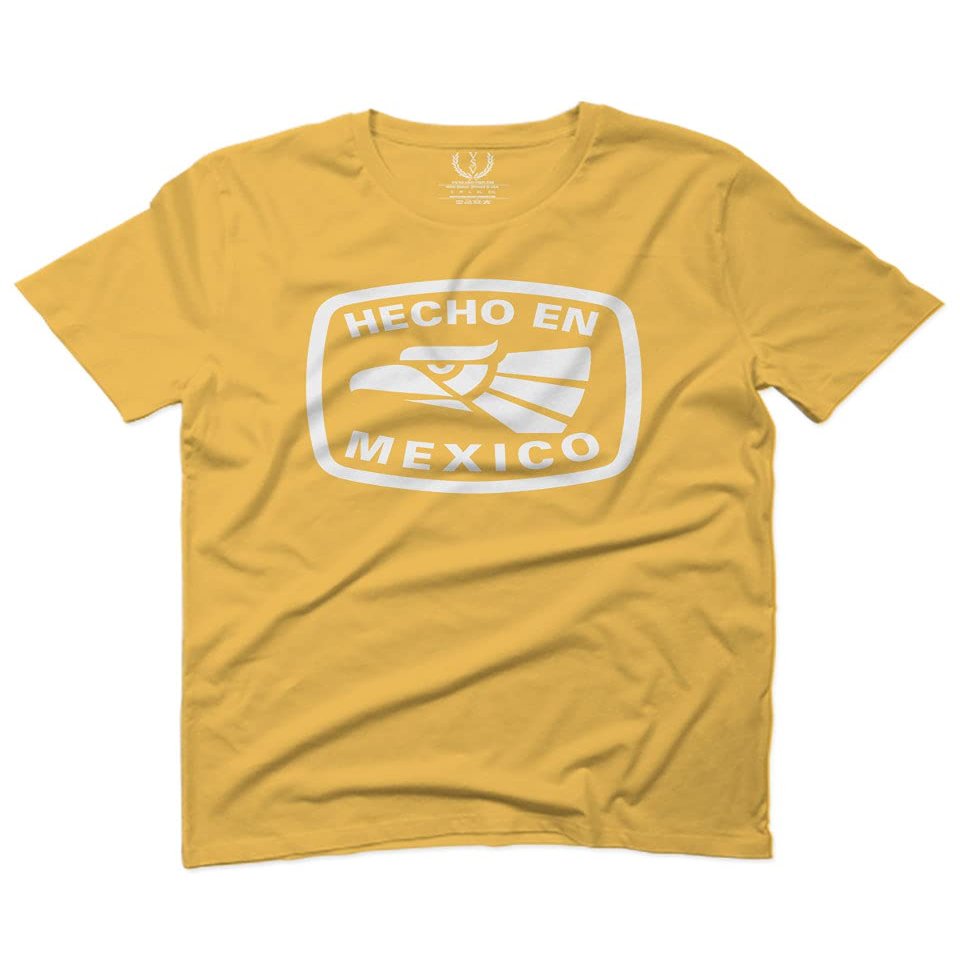 0114. Hecho en Mexico Logo 5 de Mayo Viva Mexican Republic Mexicano for Men T Shirt (Gold 2X-Large)
