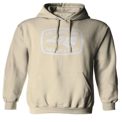 0114. Hecho en Mexico Logo 5 de Mayo Viva Mexican Republic Mexicano Sweatshirt Pullover Hoodie (Beige, Small)