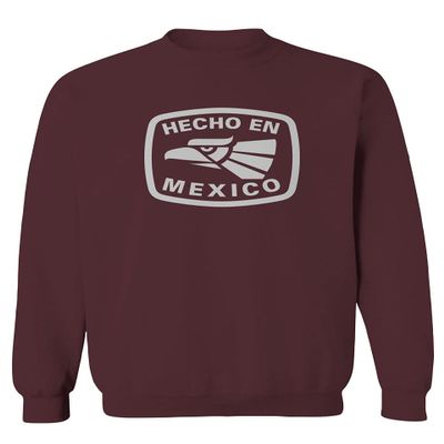 0114. Hecho en Mexico Logo 5 de Mayo Viva Mexican Republic Mexicano Men's Crewneck Sweatshirt (Maroon Medium)