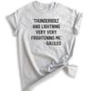 Thunderbolt and Lightning Very Very Frightening Me - Galileo Shirt, Unisex Women's Men's Shirt, Funny Rock Lyric Shirt, Heather Ash, X-Large view 1