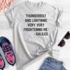 Thunderbolt and Lightning Very Very Frightening Me - Galileo Shirt, Unisex Women's Men's Shirt, Funny Rock Lyric Shirt, Heather Ash, X-Large view 2