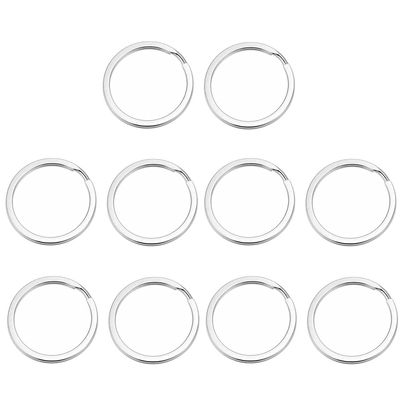 Auspichoice Marine Grade 316 Stainless Steel Key Ring Key Chain Heavy Duty Keychain Split Ring Connector for Scuba Gear BCD Attachment (FLAT 30mmx10)