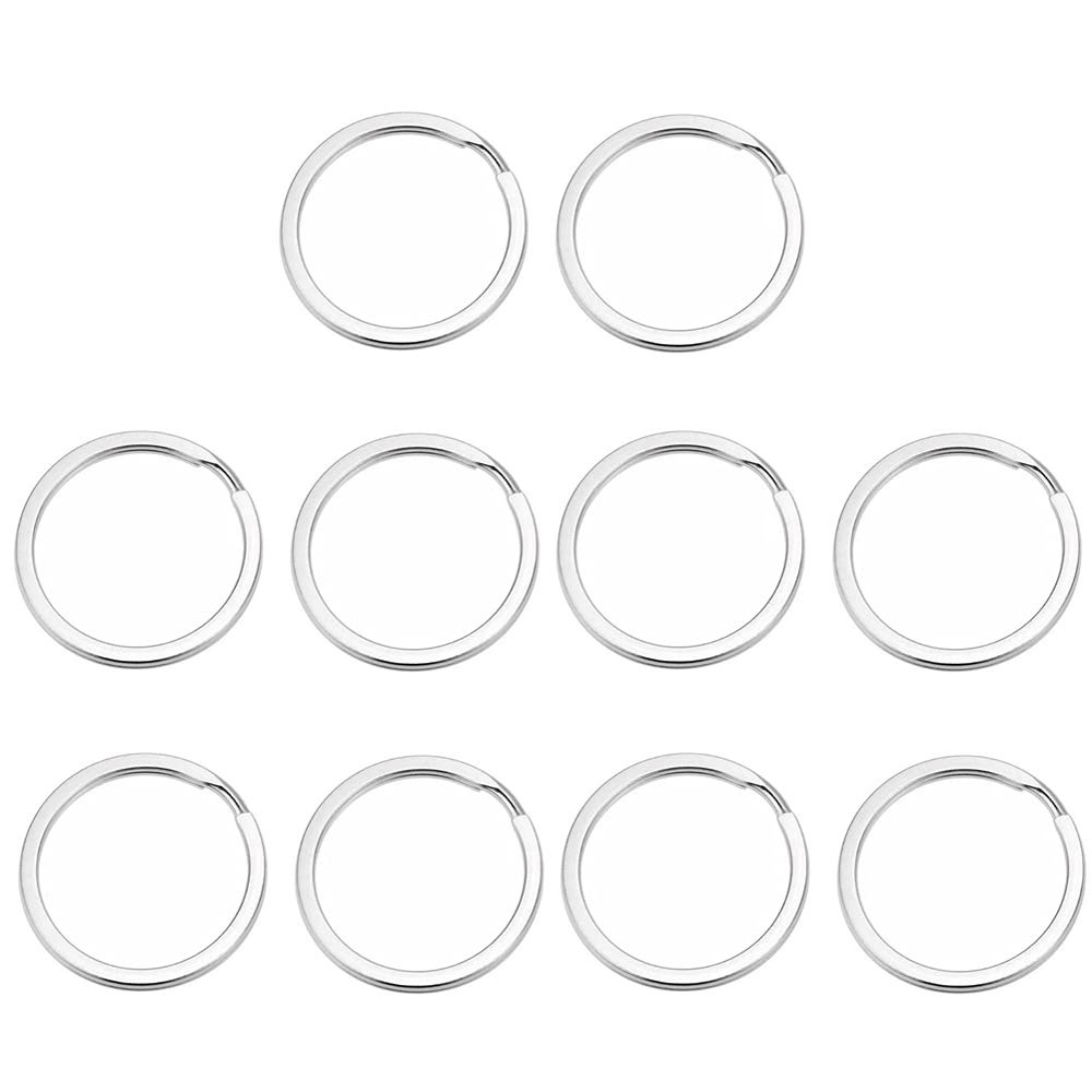 Auspichoice Marine Grade 316 Stainless Steel Key Ring Key Chain Heavy Duty Keychain Split Ring Connector for Scuba Gear BCD Attachment (FLAT 30mmx10)