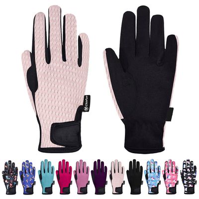 ChinFun Kids Horse Riding Gloves Child Summer Gloves Cycling Gloves Perfect for Cycling Riding Running Spring Outdoor Activities Cool Mesh Pink Size S 6-8