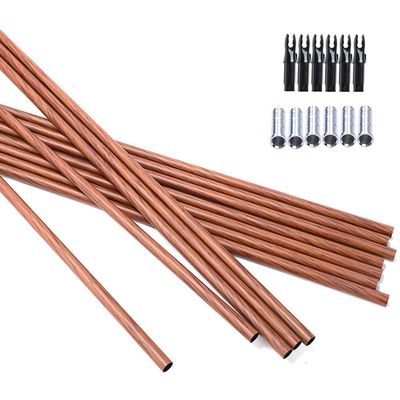 OBTOUTDOOR 50pcs 29 Inch Archery Pure Carbon Arrow Shafts Spine 500 ID6.2mm DIY Wooden Skin Shaft with Arrow Nocks & Aluminum Insert