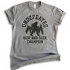 Undefeated Hide and Seek Champion Shirt - Bigfoot & Yeti Squatch Tee, Heather Gray, Unisex, X-Small view 1