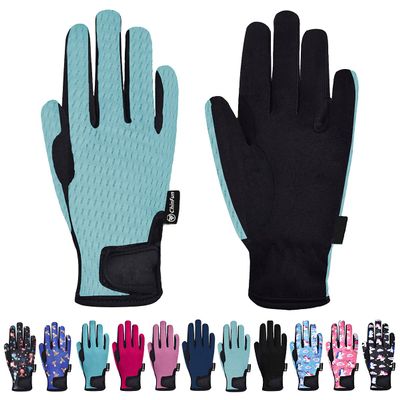 ChinFun Kids Horse Riding Gloves Child Summer Gloves Cycling Gloves Perfect for Cycling Riding Running Spring Outdoor Activities Cool Mesh Sky Blue Size S 6-8