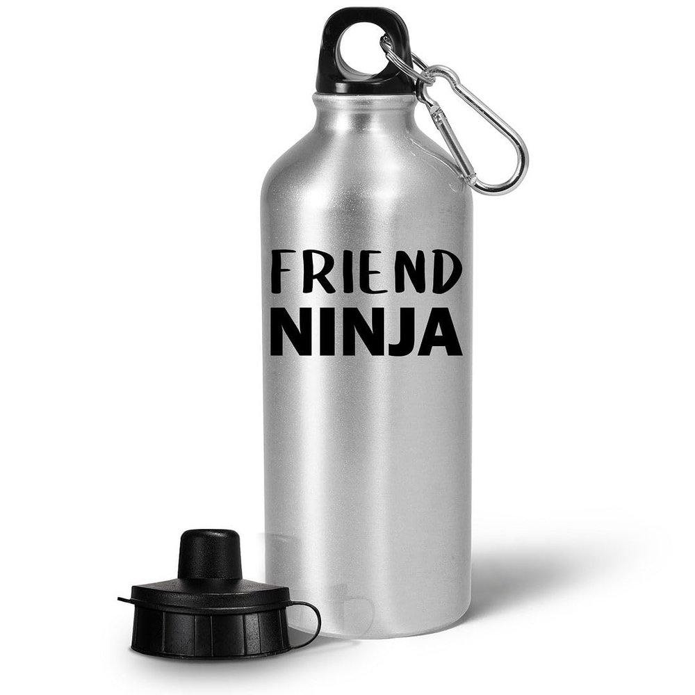 Art by Chelsydale Gifts for Friend Water Bottle Tumbler - Portable Drinkware - Friendship Ninja Day Funny Cute Gag Appreciation Idea - Long Distance Moving Reunited