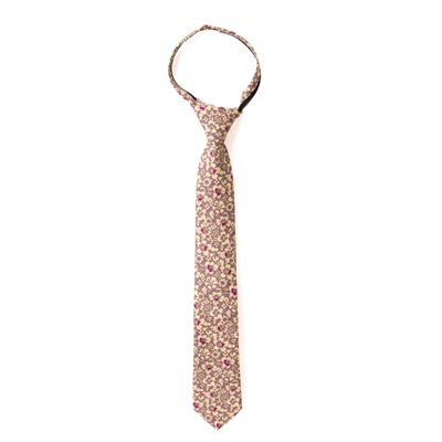Spring Notion Boys' Cotton Floral Print Zipper Neckties in Trendy Colors, 55-Rose Gold Small