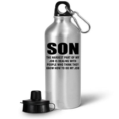 Art by Chelsydale Gag Gifts Idea for To My Son Water Bottle Tumbler - 20oz Portable Drinkware - Favorite Child from Mom Dad Parent Appreciation Funny Cute - Hardest Part of My Job is Dealing