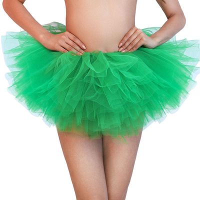 TWINKLEDE Women's Tulle Tutu Skirt Classic Elastic Layered Ballet Tutu Skirts for Women (G Sante Green)