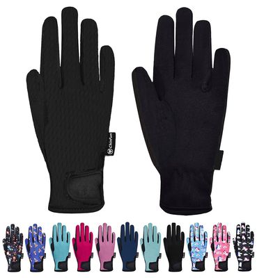ChinFun Kids Horse Riding Gloves Child Summer Gloves Cycling Gloves Perfect for Cycling Riding Running Spring Outdoor Activities Cool Mesh Black Size L 10-12