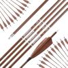 ZSHJGJR 32 inch Carbon Arrows - Woodgrain Arrows Shaft 4" Natural Feather & 100Gr Arrowhead Straightness .006 Hunting Arrows for Recurve Bow and Compound Bow Archery Targeting 6/12Pk view 1