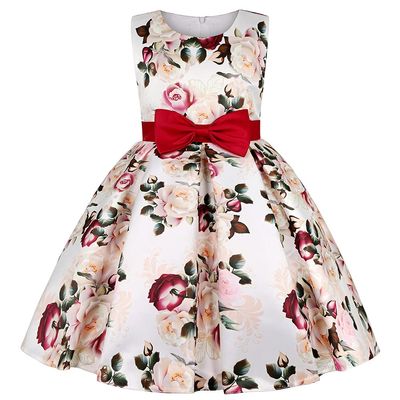 AIMJCHLD Big Girls Ruffle A-Line Rustic Flower Dress Tea Length Party Wedding Pageant Sundress Bridesmaid Formal Fancy Graduation Ball Gowns Dresses Size 7 8 Years (Burgundy 140)