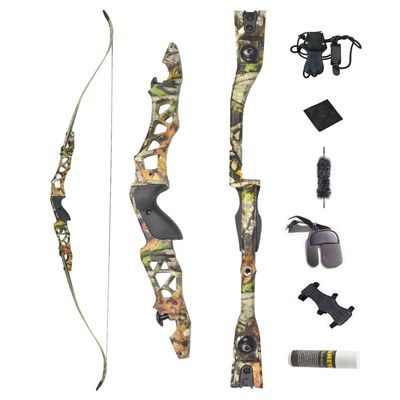64 Inch ILF Takedown Recurve Bow 30-60Lbs Metal Bow Riser American Hunting Longbow Athletic Competition Bow Right Hand for Hunting Target Shooting(Camo, 40 Lbs)