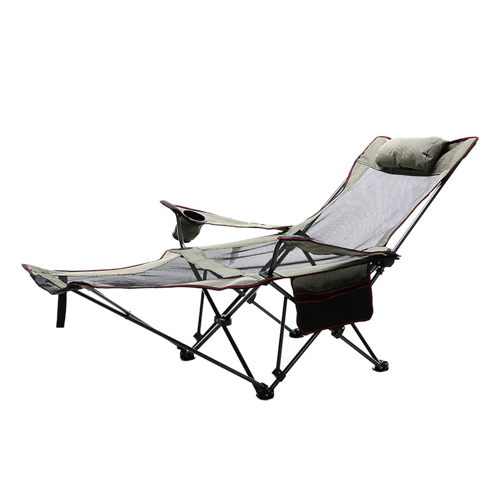 phsmoo Camping Lounge Chair Folding Camping Chair with Footrest Portable Reclining Camping Chair Headrest Storage Bag Mesh Reclining Chair with Backpack