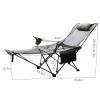 phsmoo Camping Lounge Chair Folding Camping Chair with Footrest Portable Reclining Camping Chair Headrest Storage Bag Mesh Reclining Chair with Backpack view 2