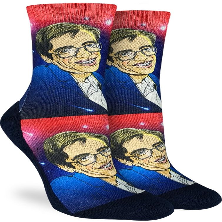 Good Luck Sock Women's Stephen Hawking Socks, Adult, Shoe Size 5-9