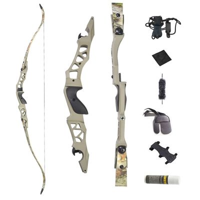64 Inch ILF Takedown Recurve Bow 30-60Lbs Metal Bow Riser American Hunting Longbow Athletic Competition Bow Right Hand for Hunting Target Shooting (Earth, 30 Lbs)