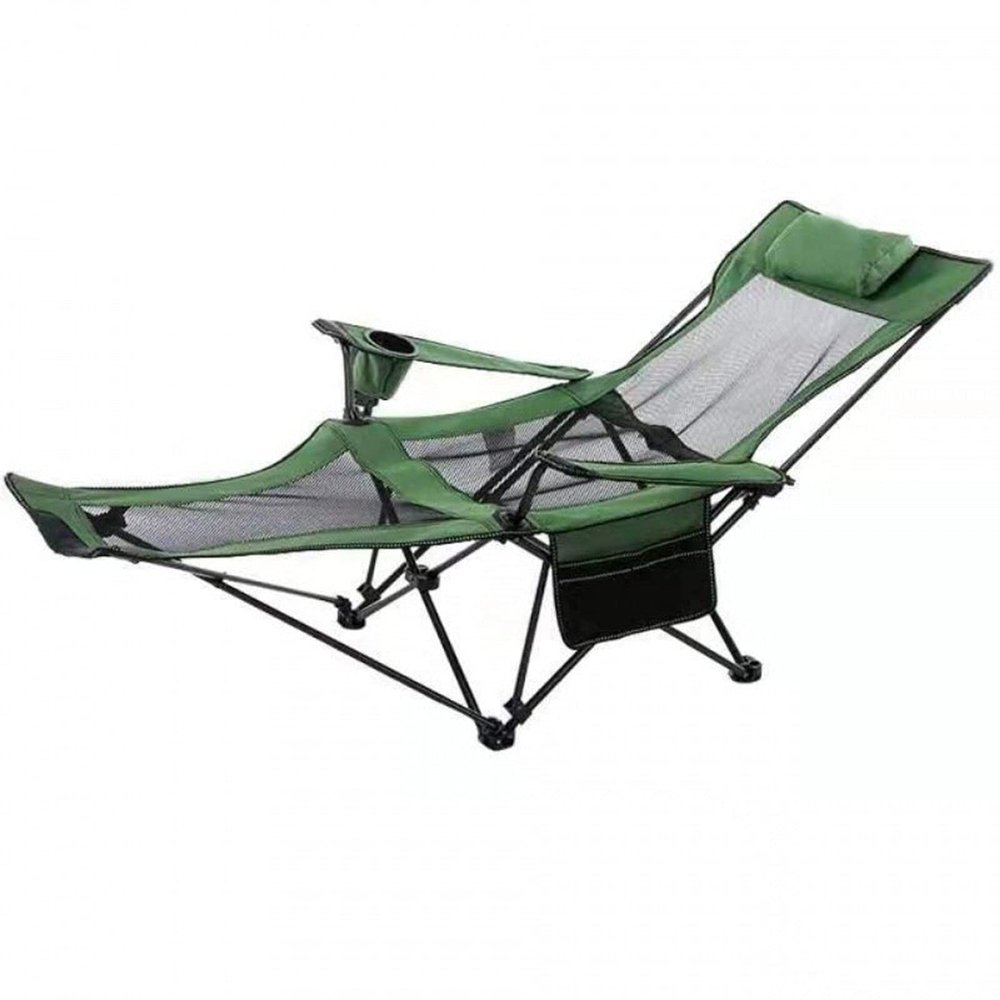 phsmoo Camping Lounge Chair Folding Camping Chair with Footrest Portable Reclining Camping Chair Headrest Storage Bag Mesh Reclining Chair with Backpack