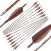 ZSHJGJR 31" Archery Carbon Arrows Spine 340 400 500 600 Hunting Arrows with Removable Tips Natural Feather Targeting Arrows for Compound & Recurve & Traditional Bow 6/12pcs (12, Brown, Spine 400) view 1