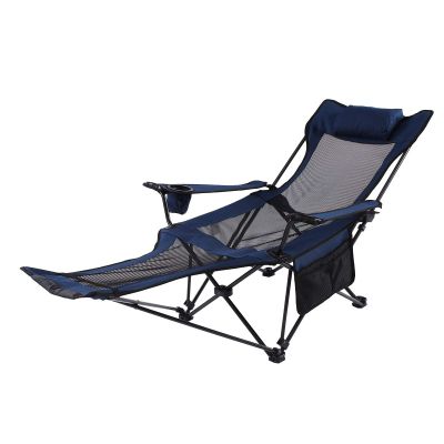 phsmoo Camping Lounge Chair Folding Camping Chair with Footrest Portable Reclining Camping Chair Headrest Storage Bag Mesh Reclining Chair with Backpack