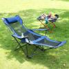 phsmoo Camping Lounge Chair Folding Camping Chair with Footrest Portable Reclining Camping Chair Headrest Storage Bag Mesh Reclining Chair with Backpack view 3